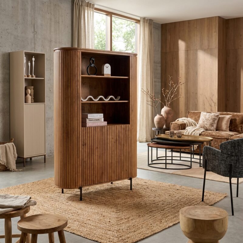 Wandkast Solana naturel mangohout interieur