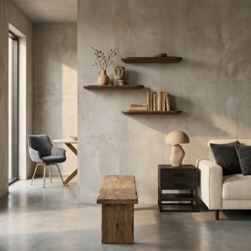 Gusta Brown wandplank, mangohout, bruin, moderne woondecoratie
