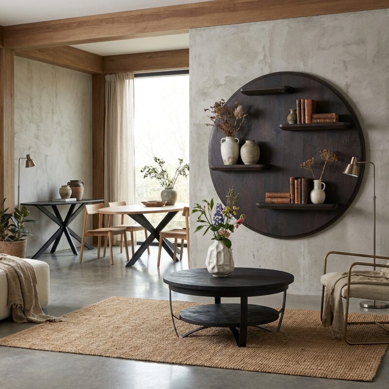 Wandrek Lena, 75 cm, bruin, ronde vorm, moderne woondecoratie