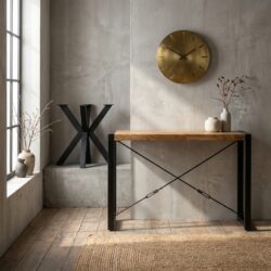 Wandtafel Britt, hout, zwart, mangohout, industrieel