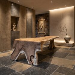 Boomstam waterval tafel 300cm suarhout met doorlopend blad