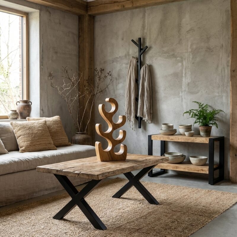 Wijnrek Suar 50, handgemaakt uit Suarhout, houtkleurig