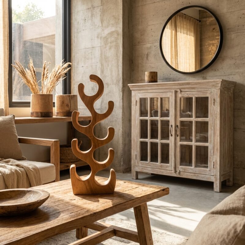 Wijnrek Suar 70, handgemaakt uit Suarhout, natuurlijk en elegant