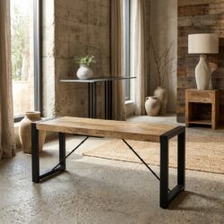 Zitbank Britt 120 met warm mangohouten blad en sterk metalen frame