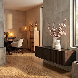 Zwevend tv-meubel Madison Black, 200 cm, mangohout, stijlvol