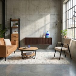 Zwevend tv-meubel Madison Brown, 120 cm, mangohout, stijlvol