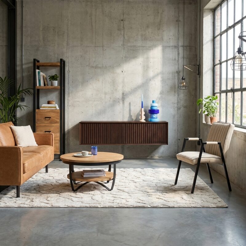 Zwevend tv-meubel Madison Brown, 120 cm, mangohout, stijlvol