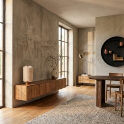 Zwevend tv-meubel Madison Natural, prachtig mangohout, stijlvol ontwerp