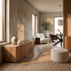 Zwevend tv-meubel Madison Naturel, 240 cm, mangohout, stijlvol