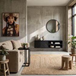 Stijlvol zwevend TV-meubel New York in zwarte lak en mangohout