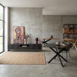 Zwevend tv meubel New York met moderne zwarte lak en visgraatpatroon