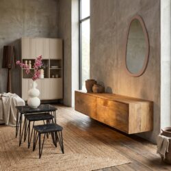 Zwevend tv meubel Vision Licht mango massief mangohout