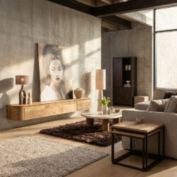 Zwevend tv meubel Vision Licht mango, massief mangohout, strakke uitstraling