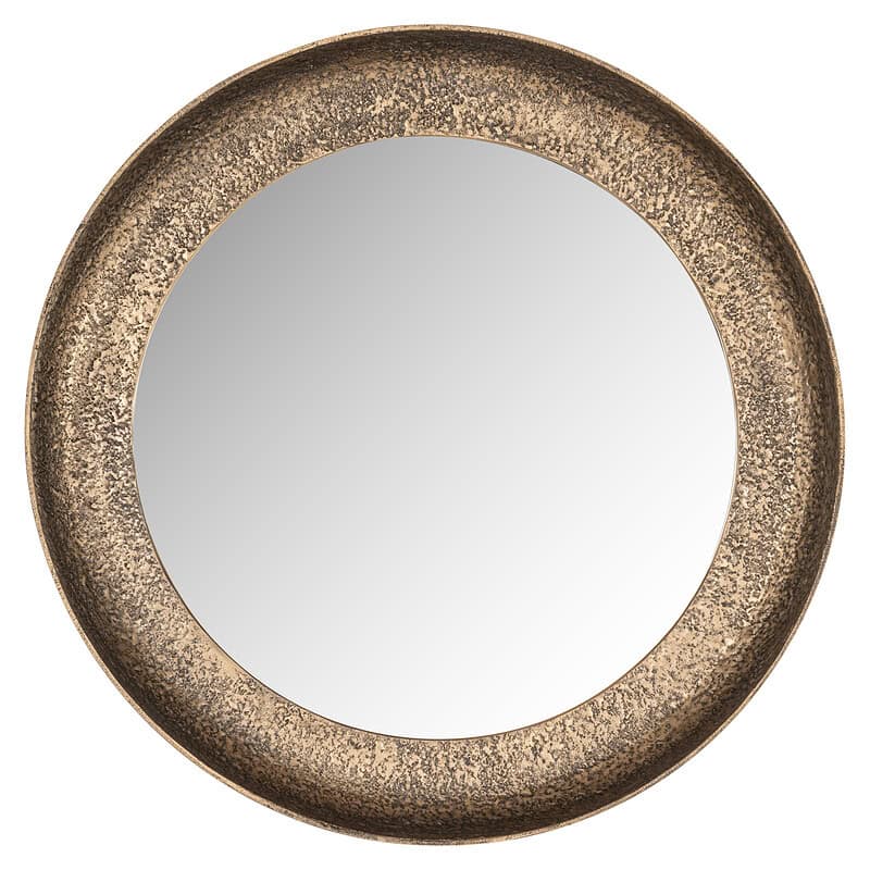 Ronde houten spiegel met een rustieke afwerking, perfect voor een stijlvolle woonkamer of slaapkamer. Een elegante decoratie die warmte en karakter toevoegt aan elke ruimte.