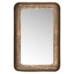 Vintage houten spiegel met metalen rand, perfect voor een industrieel interieur. Handgemaakt en duurzaam, ideaal voor woonkamer of slaapkamer decoratie.