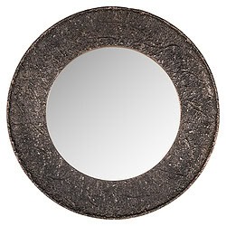 Ronde spiegel met een rustiek houten frame, perfect voor een landelijke of vintage interieurstijl. Een stijlvolle decoratie die ruimte vergroot en een warme sfeer creëert.