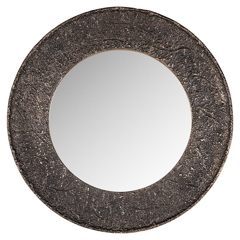 Ronde spiegel met een rustiek houten frame, perfect voor een landelijke of vintage interieurstijl. Een stijlvolle decoratie die ruimte vergroot en een warme sfeer creëert.