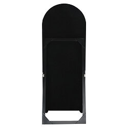 Moderne zwarte kapstok met spiegel en houten details, perfect voor entree of garderobe.