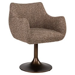 Comfortabele Aldo eetkamerstoel in bruin tweed, draaibaar met armleuningen en moderne uitstraling, perfect voor een stijlvolle eetkamer.