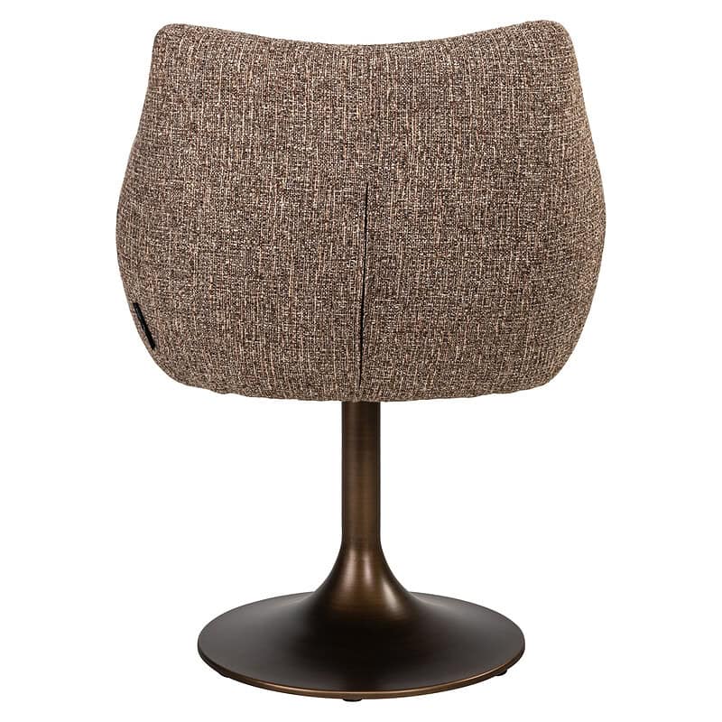 Comfortabele Aldo eetkamerstoel met bruin tweed bekleding en draaifunctie, perfect voor een stijlvolle en praktische eethoek.