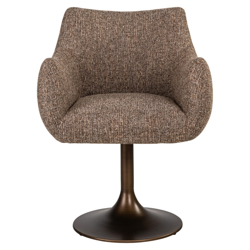 Eetkamerstoel in een interieur setting met een brown tweed bekleding