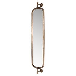 Elegante lange muurspiegel met gouden metalen frame en verstelbare arm, perfect voor moderne interieurs en decoratie.