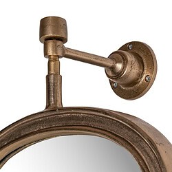 Vintage gouden wandspiegel met industrieel armatuur, perfect voor moderne en retro interieurdecoratie. Gemaakt van metaal met een antieke afwerking, ideaal voor woonkamer of hal.