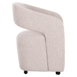 Achterzijde eetkamerstoel Vixen natural linear met strakke lijnen in beige