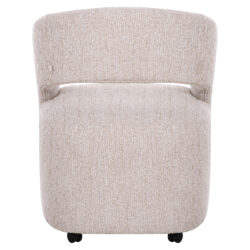Textuurdetail beige bekleding eetkamerstoel Vixen natural linear stof