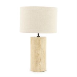 Detail van travertijn voet Amara small lamp in natuurlijke kleur