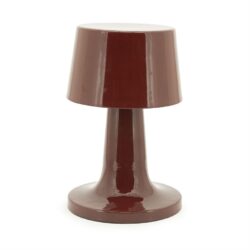 Detail van geglazuurde afwerking Alvo lamp in burgundy rode kleur