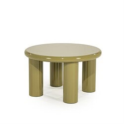 Moderner runder Couchtisch aus Gold mit glänzender Oberfläche, perfekt für stilvolle Wohnräume und die Inneneinrichtung.