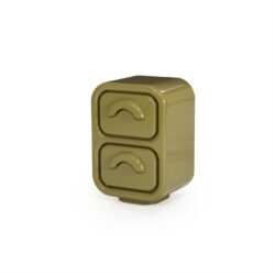 Achterkant en constructie van groene Gubby small kast in high gloss