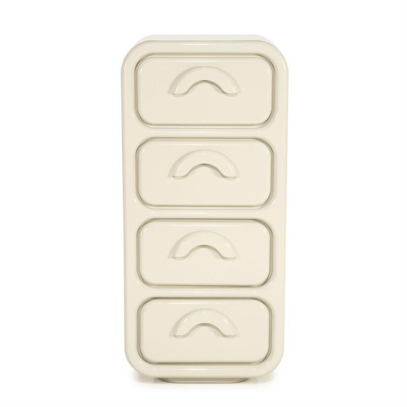 Detailopname high gloss afwerking beige cabinet Gubby large MDF materiaal