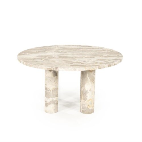 Detail van het beige marmer blad van salontafel Marmo met natuurlijke nerven