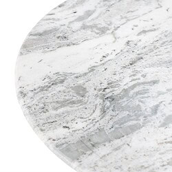 Runder Marmortisch mit grauen und weißen Adern, perfekt für moderne Wohn- und Esszimmer. Hochwertige Verarbeitung und elegantes Design für stilvolle Innenräume.