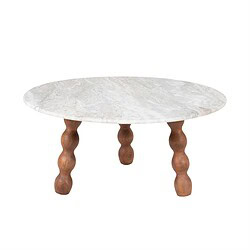 Runder Esstisch mit Marmorplatte und Holzbeinen, perfekt für ein modernes Esszimmer. Ein langlebiges und stilvolles Möbelstück von Mokana Meubelen.