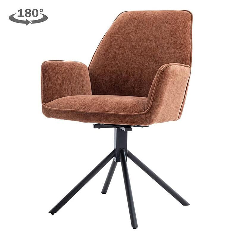Comfortabele Amaro armstoel met Nature stof in Pearl Copper, draaibaar ontwerp, perfect voor moderne woonruimtes en kantoorinterieurs.