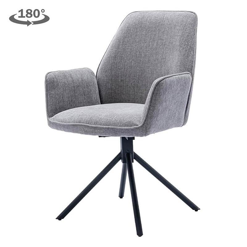 Moderne draaibare armstoel met stofbekleding in Nature 452 Blue Grey, geschikt voor kantoor of woonkamer, met comfortabele zitting en verstelbare functies.
