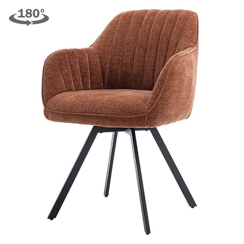 Comfortabele Bruno armstoel met fabric Nature 500 Pearl koper, draaibaar en modern design, perfect voor stijlvolle woonruimtes.