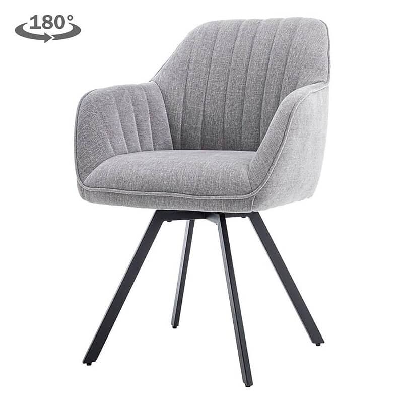 Moderne Bruno armstoel met draaibaar frame in Nature 452 blauwe grijs stof, comfortabele en stijlvolle zitplek voor elke woonkamer of kantoor.