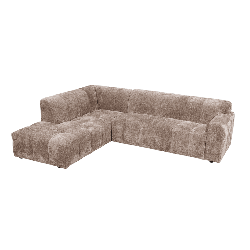 Luxuriöses Ecksofa von Mokana Meubelen aus weichem, beigem Stoff – perfekt für moderne Wohnzimmer und gemütliche Sitzecken.