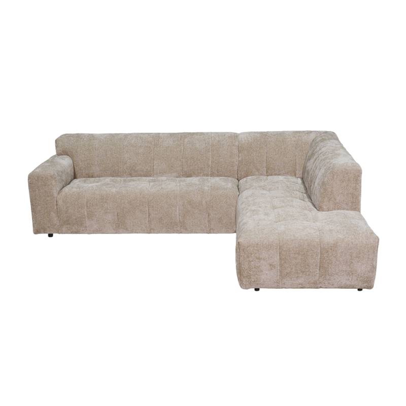 Die Textur des beigen Stoffes des Austin 2 5-AL-Stuhls