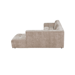 Mokana Meubelen Sofa mit Chaiselongue aus beigem Stoff – perfekt für ein stilvolles und gemütliches Wohnzimmer.