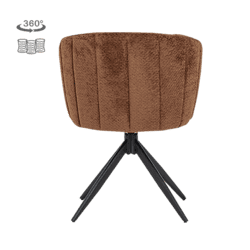 Cuvio armstoel met zachte hazelbruine bekleding en zwart metalen onderstel, perfect voor moderne woonruimtes.