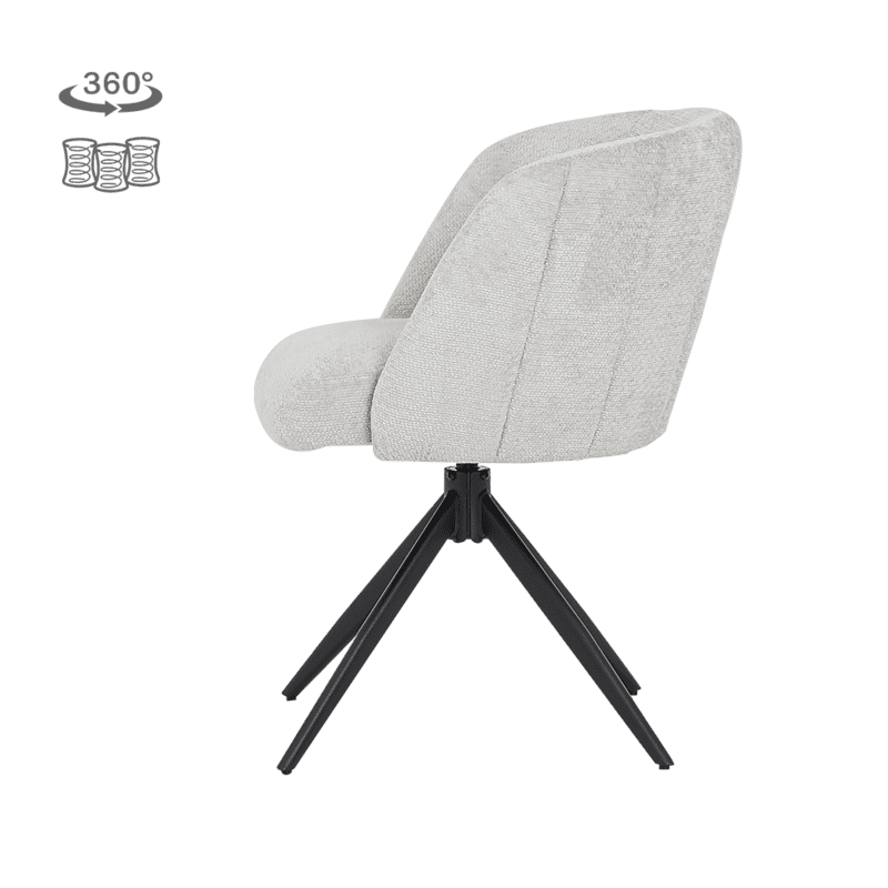 Moderne Cuvio Movie 196 Shell armstoel met comfortabele bekleding en zwart metalen onderstel, perfect voor stijlvolle woon- of kantoorruimtes.