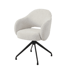 Luxe lounge stoel met zachte bekleding en zwarte metalen poot, perfect voor moderne woonruimtes en kantoorinterieurs.