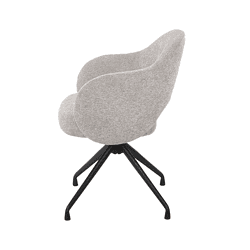 Moderne beige zitstoel met comfortabele bekleding en zwarte metalen poten, perfect voor een stijlvolle woonkamer of kantoorruimte.