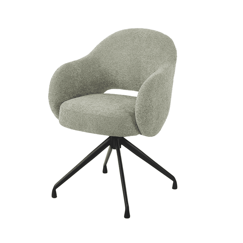 Comfortabele groene lounge stoel met draaibaar onderstel, perfect voor moderne woonruimtes en kantoren.