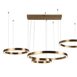 Moderne goldene Hängeleuchte mit kreisförmiger LED-Beleuchtung, ideal für das Wohn- oder Esszimmer, mit einem klaren und zeitgemäßen Design.